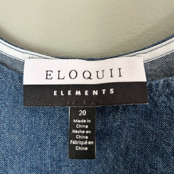 Eloquii Denim Blue Puff Sleeve Blouse - Picture 3 of 7